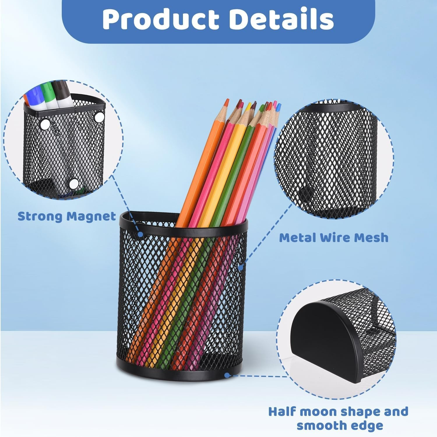 2 Pack Lightweight Magnetic Pencil Holders – Perfect for Clutter-Free Spaces