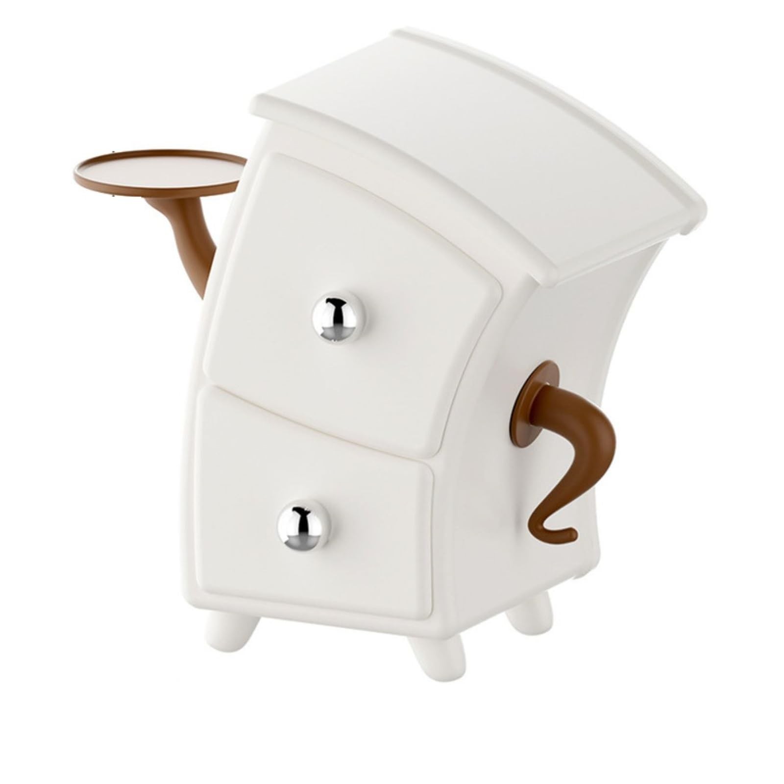 Plastic Desktop Organizer with Knob for Home Office, Dresser Decorative White