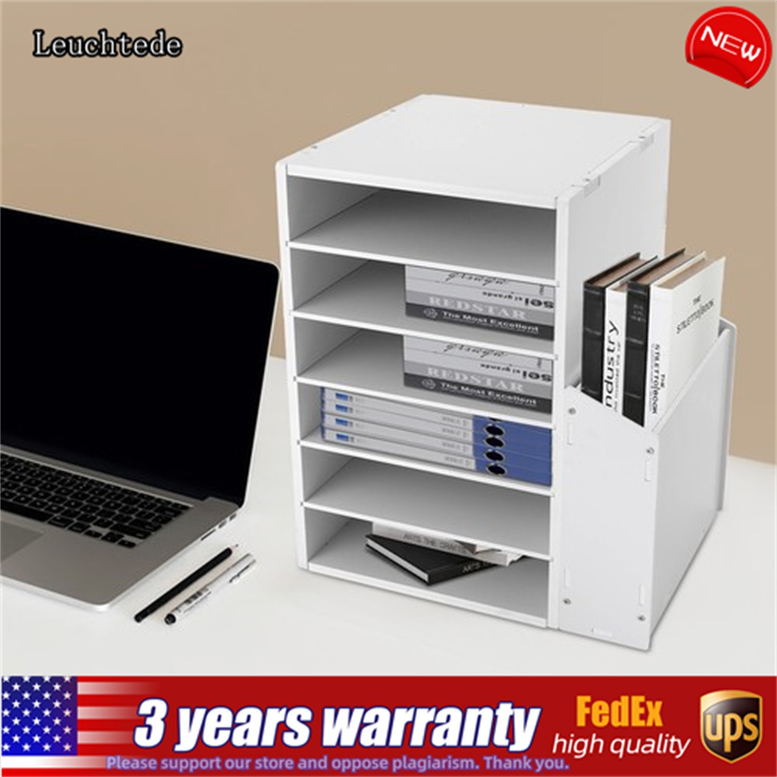 File Organizer PVC Board Letter Desktop Document Folder Office Tray Holder 6Tier