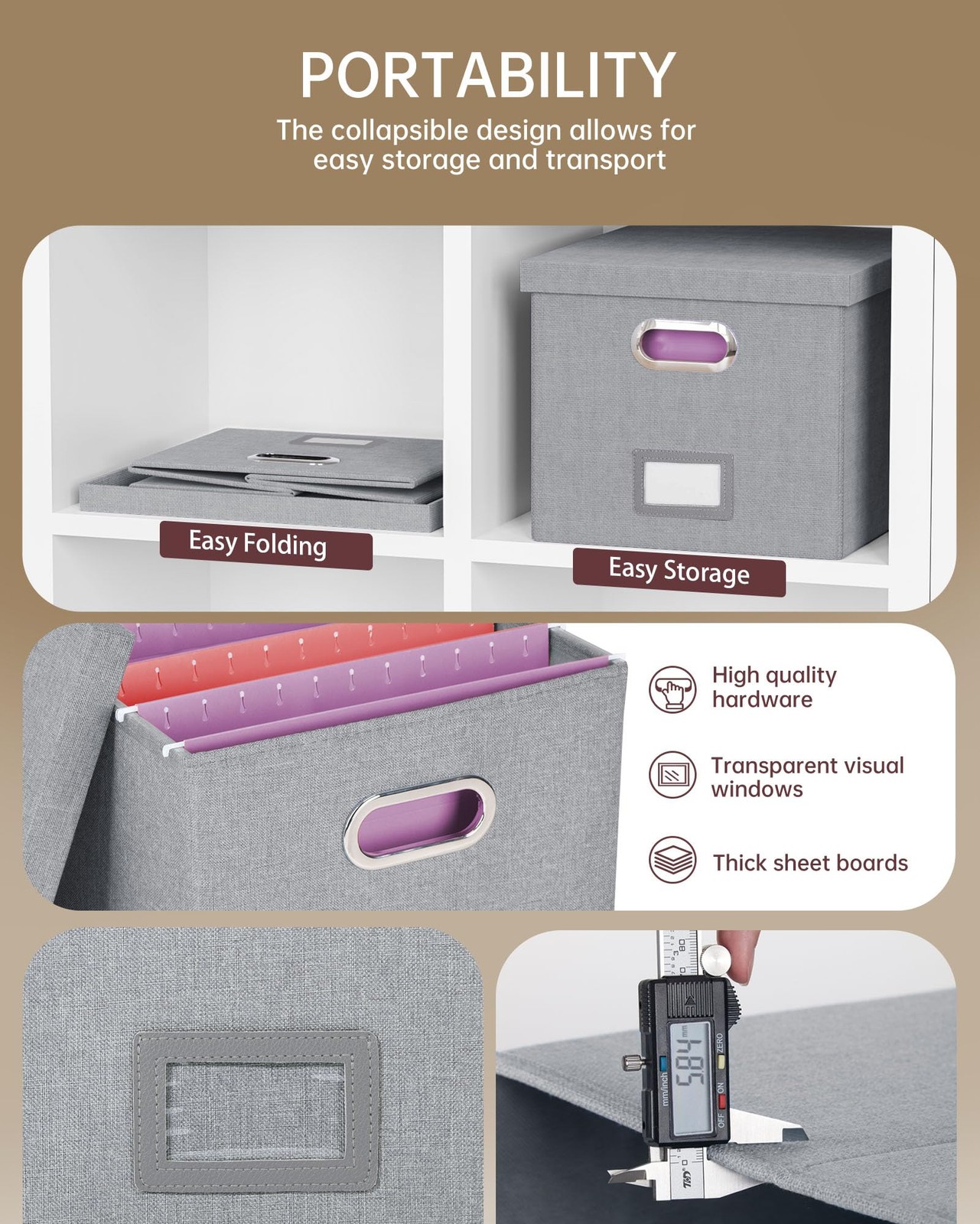 Oterri File Organizer, Box, Cabinet for Letter 1 pack, Gray