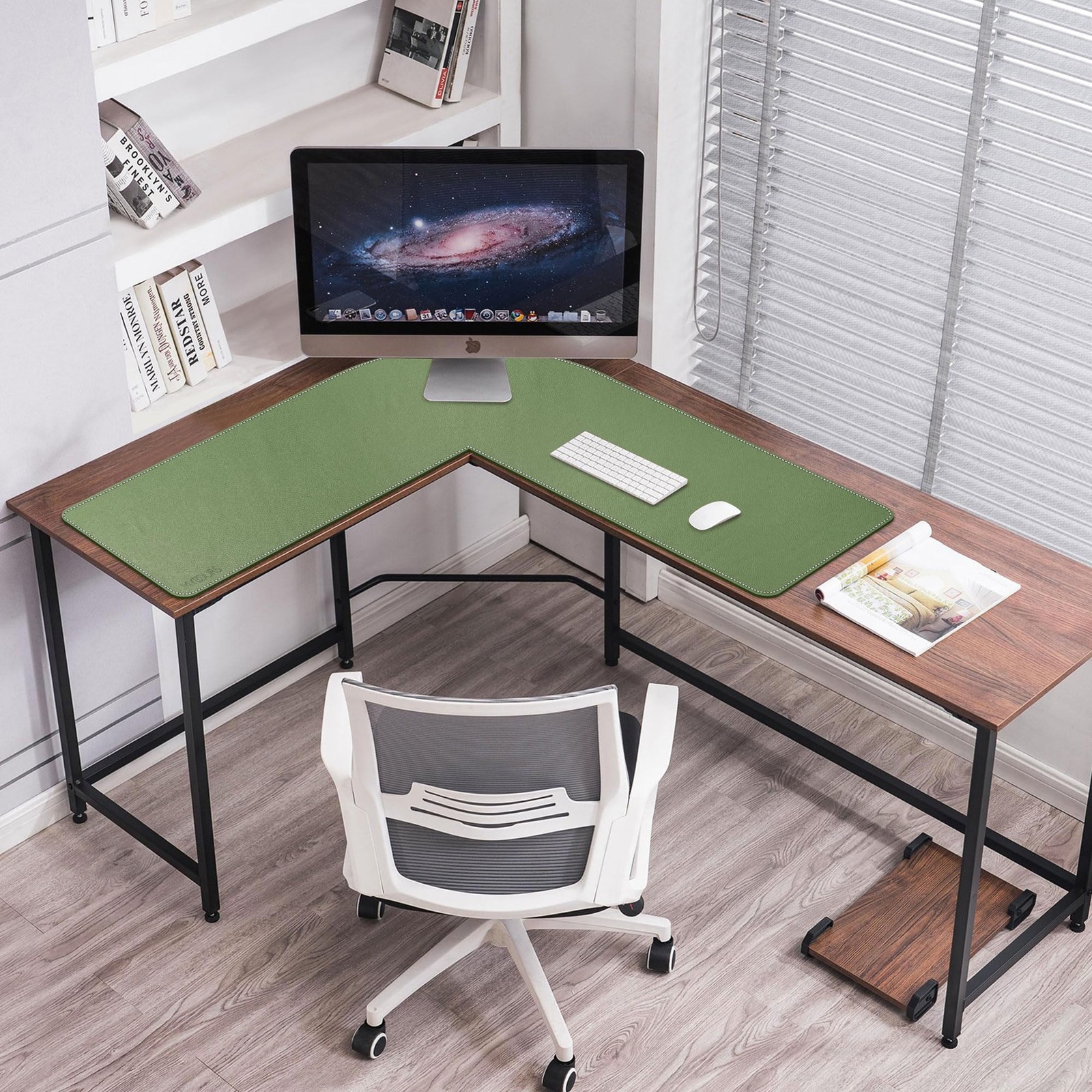 Mydours L-Shape Desk Mat 46 X 46 X 16 Extra Large Pu Leather Desk Pad Blotter