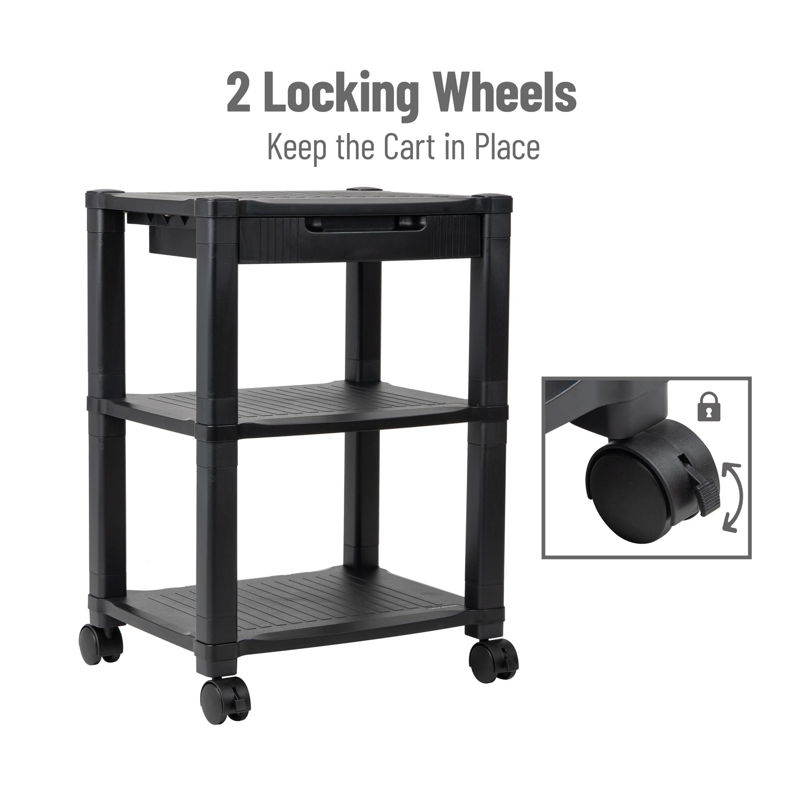 Mind Reader Rolling Printer Cart, Utility 17.25″L x 13.5″W x 24.5″H, Black