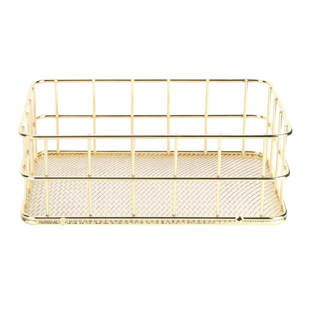 Joyzan Gold Iron Storage Basket, Metal Desktop Wire Mesh Tray Desk S,