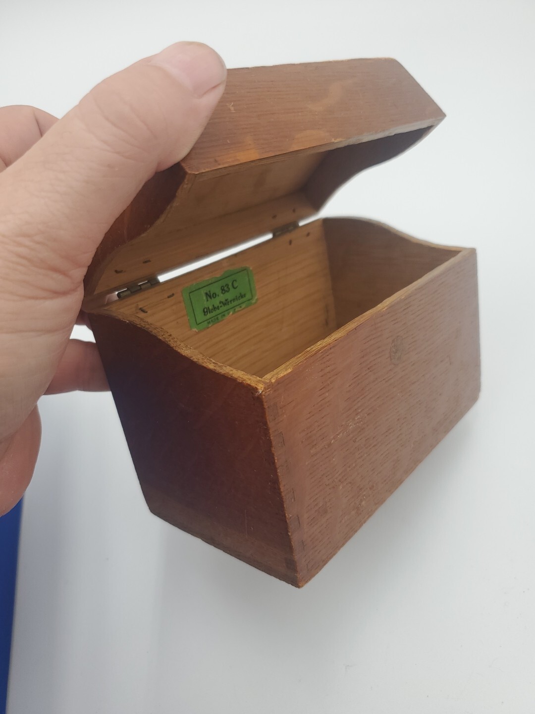 Antique Globe Wernicke 1/4 Sawn Oak Wood File Recipe Box 83-C Dovetail 5.5″