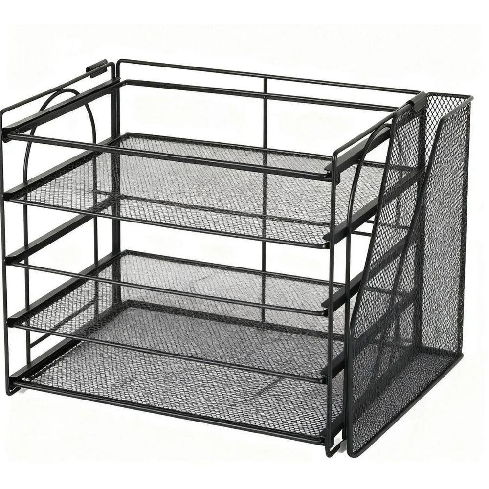 10.2 In. X 15.55 In. Black Desk Accessories Organizer, 5-Tier Letter Tray Paper