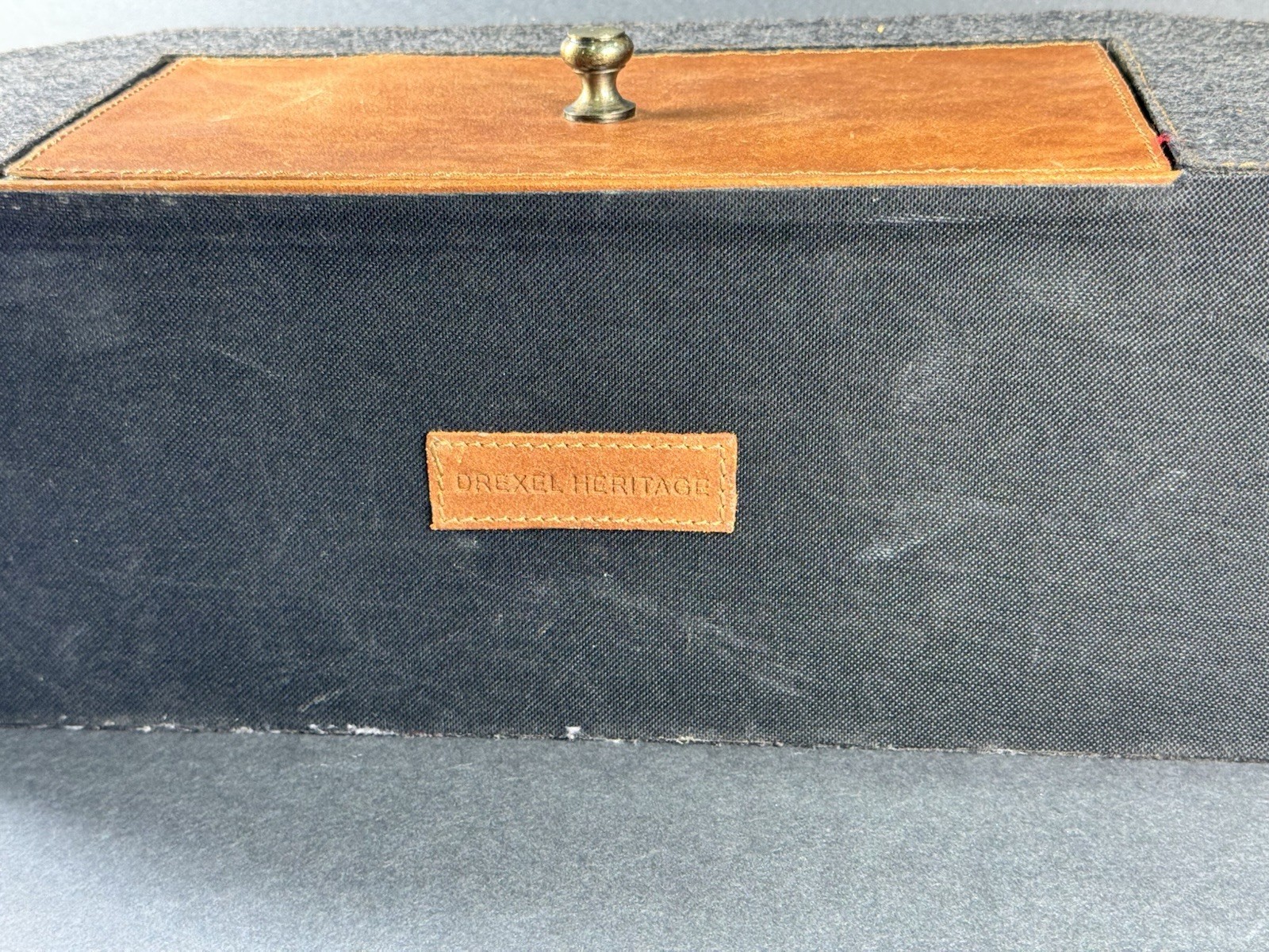 Drexel Heritage Felt & Faux Leather Desk Top Caddy Organizer