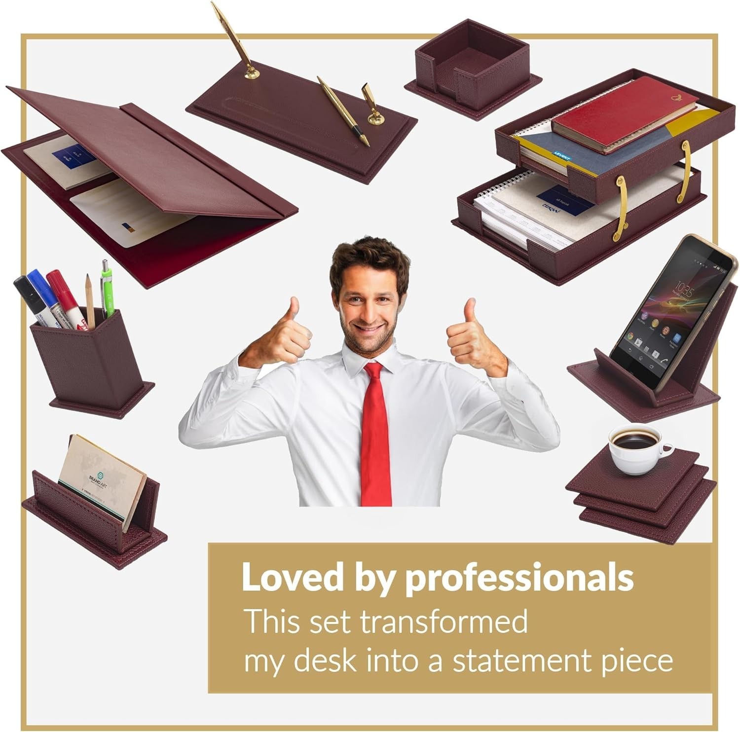 Classic Desk Organizer – 12 PCS Leather Desk Organizer Set – Desk Accessories