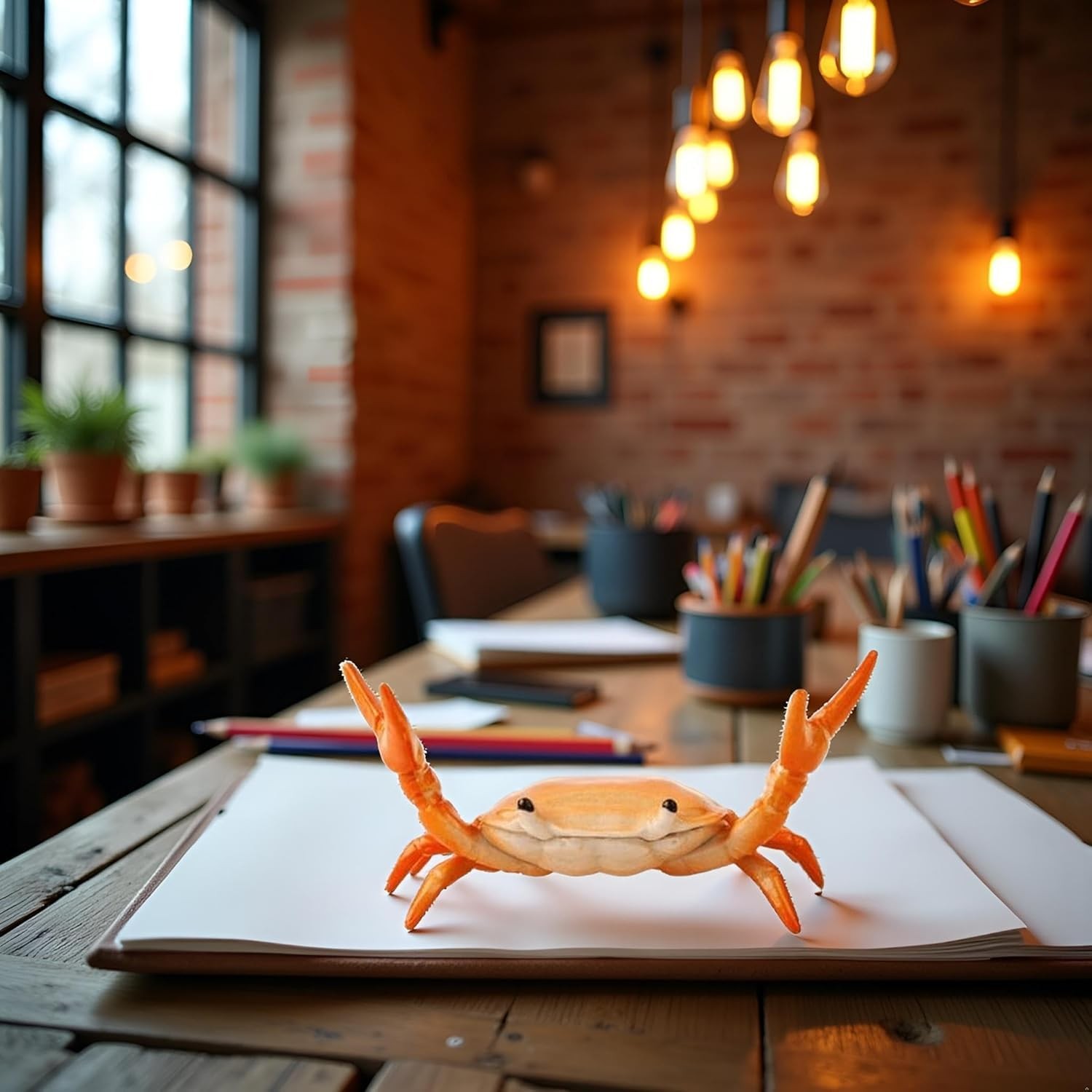 1 Pc Red Creative Crab Pen Holder Weightlifting Crabs Pen Stand Storage Rack …