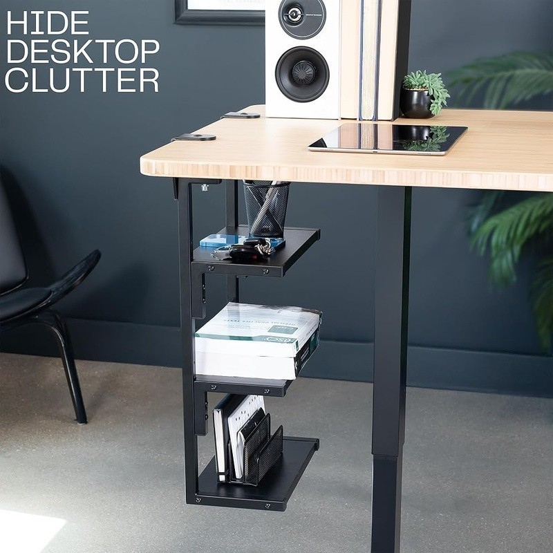 Clamp-On 3-Tier Desk Shelf Organizer Adjustable Storage Office Gaming Supplies