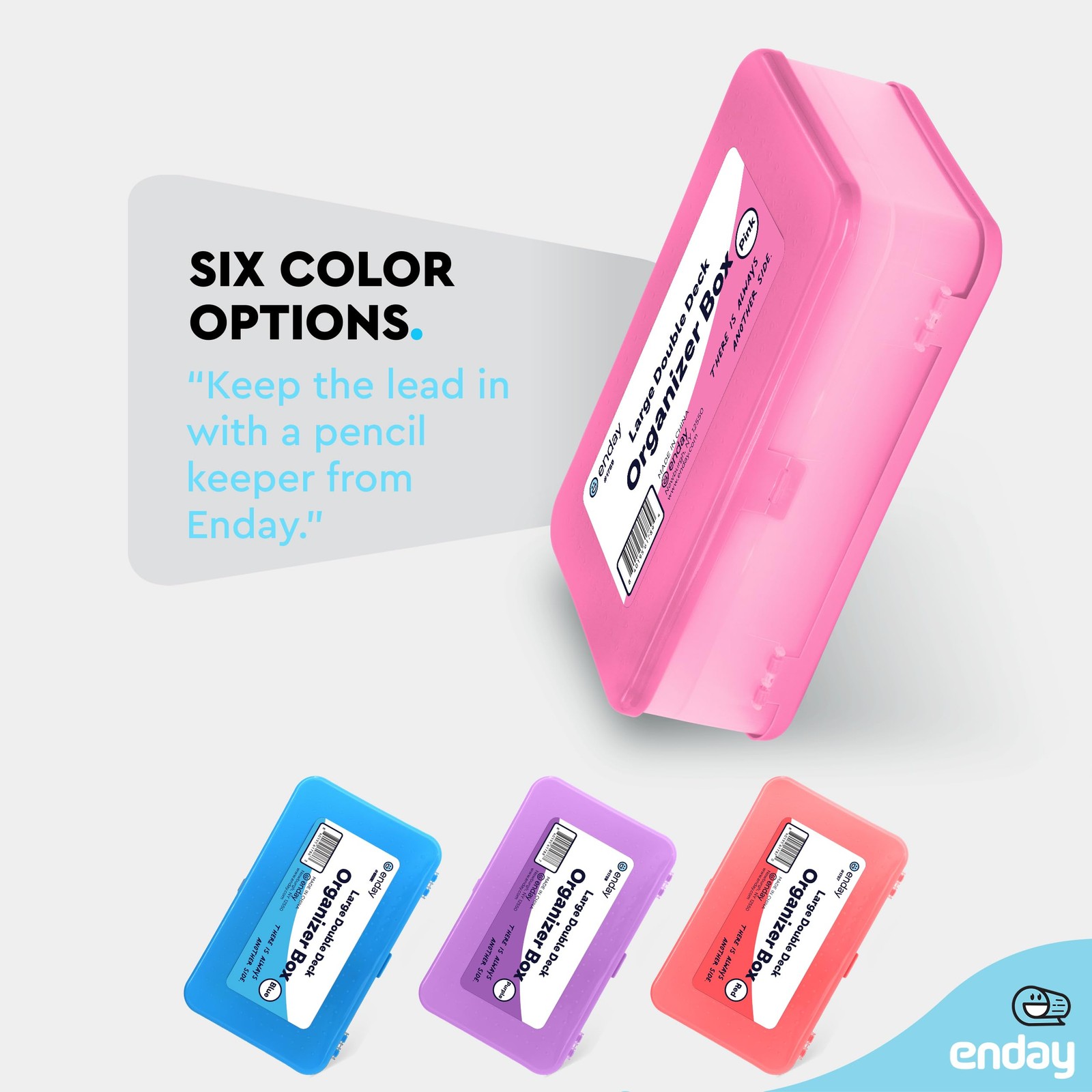 Large Plastic Pencil Box Double Layer Storage Case 12 Compartments Pink