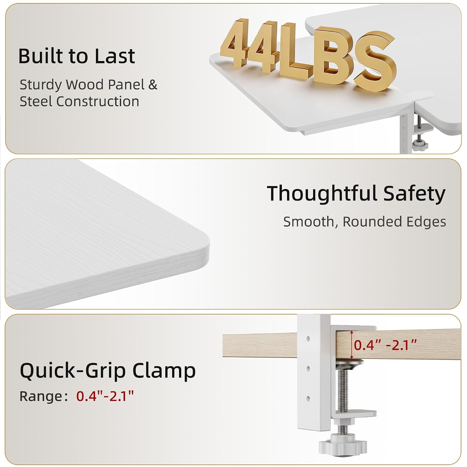 Desk Extender Clamp On Desk Shelf 15 Inch Adjustable Desktop Organizer