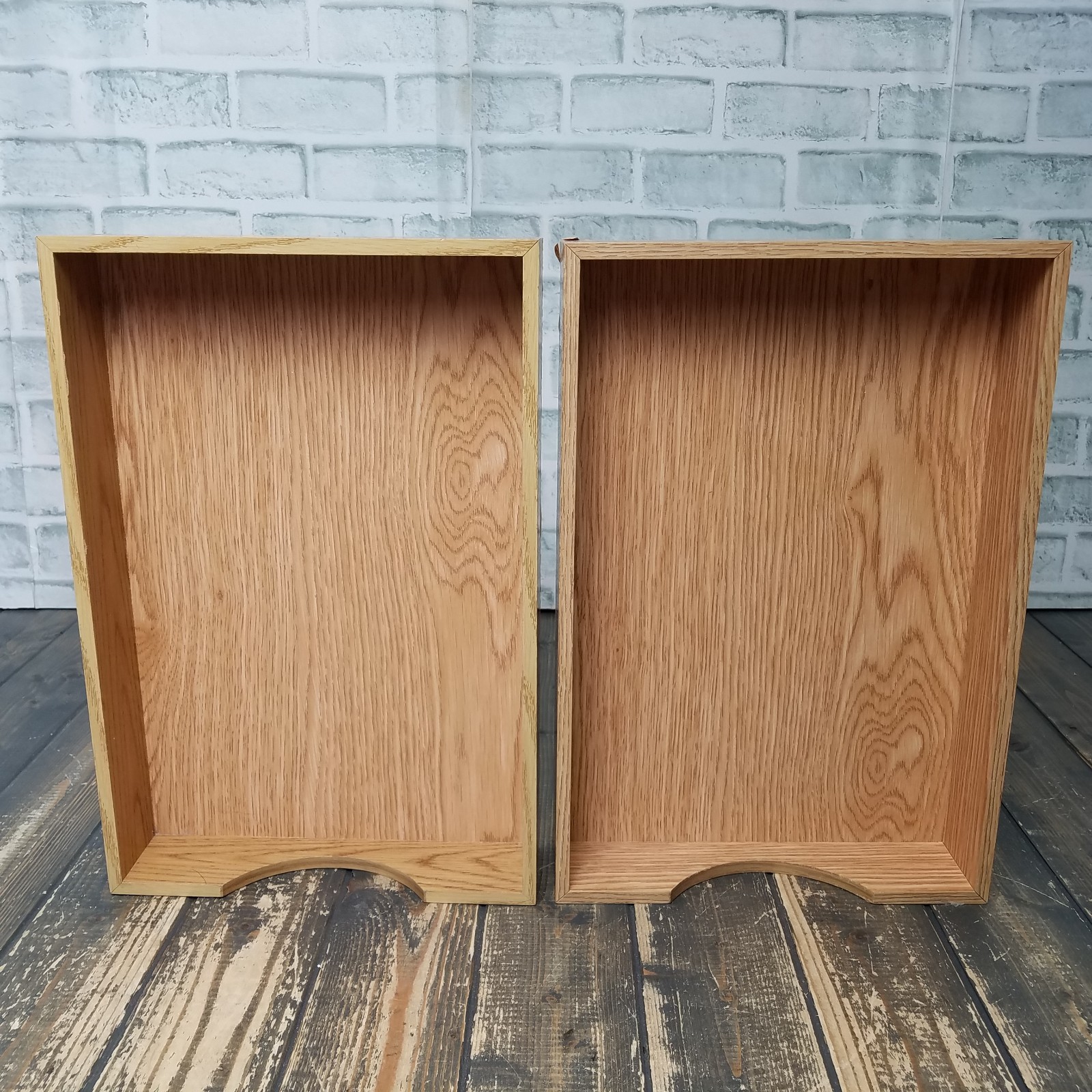 LOT 2 Vintage Wood Desk LEGAL Organizer Tray Wood Office In Out Box