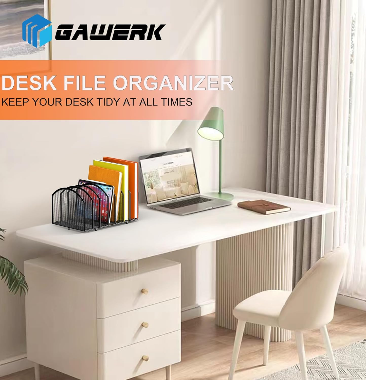 7-Section Desk File Organizer, Mesh Desktop Organizer File Sorter Office Organiz