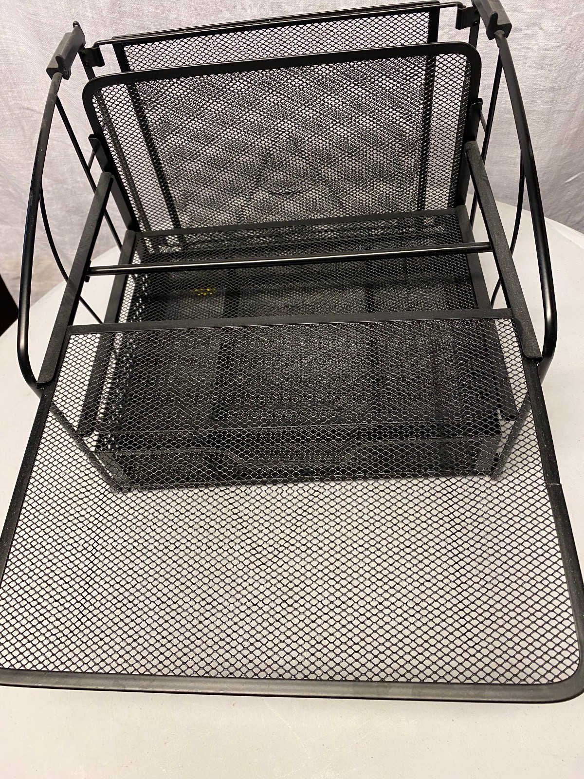 Black Wire Desk Organizer – Drawer, 2 pull out shelves & a vertical file slot