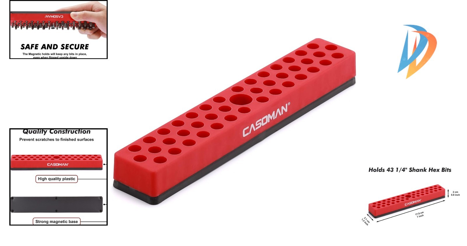 Durable Red Hex Bit Organizer with Magnetic Base – Perfect for DIY and Pro Use
