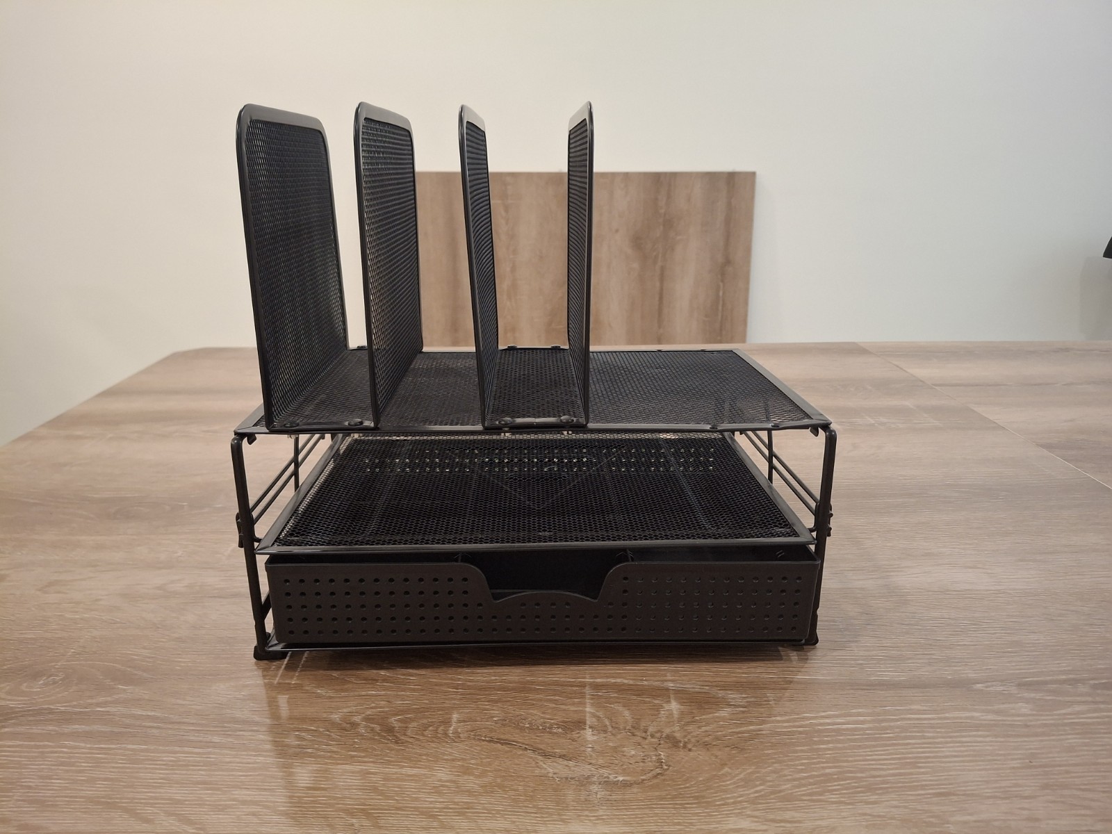 Metal Mesh Desk Organizer with Drawer File & Office Supply Holder