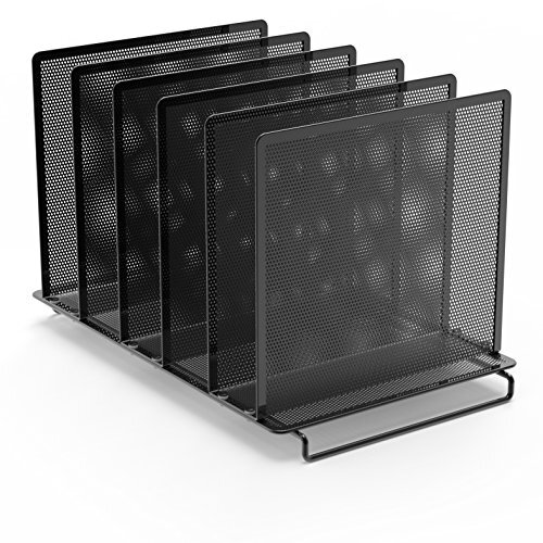 SimpleHouseware Expandable 5 Section Upright File Sorter Organizer Black