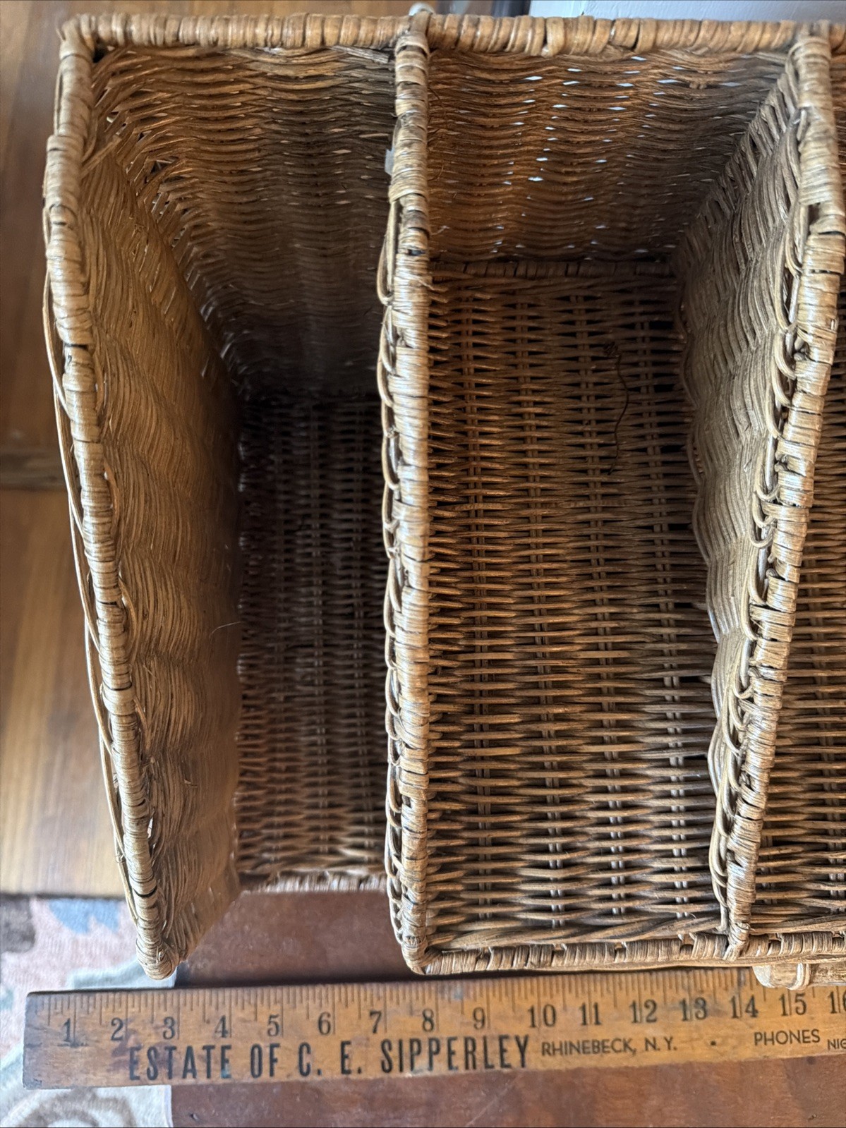 Vintage Wicker Rattan Tabletop Desk Mail Letter Stationery Organizer Drawers