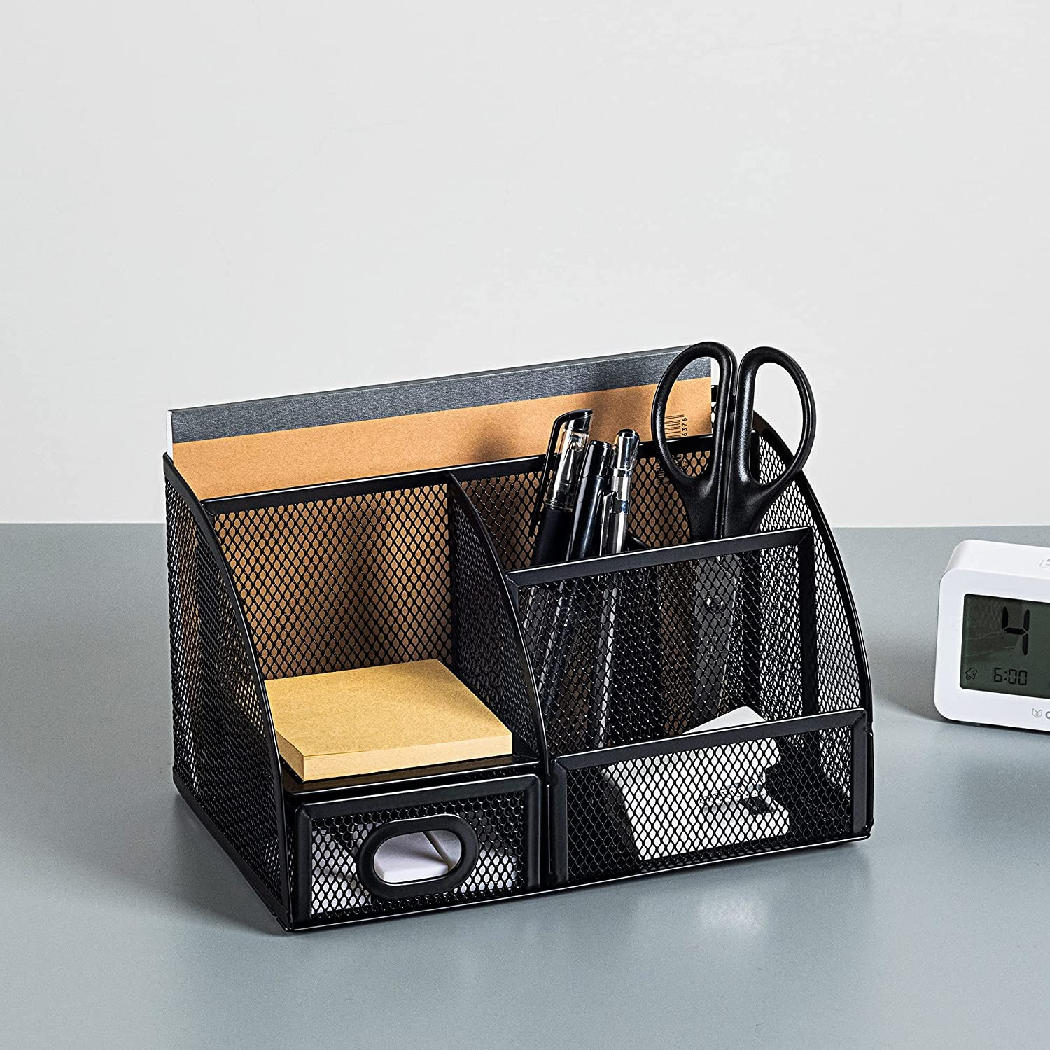 Amazon Basics Mesh Pen Holder and Desktop Desk Organizer, Office Caddy Storage f