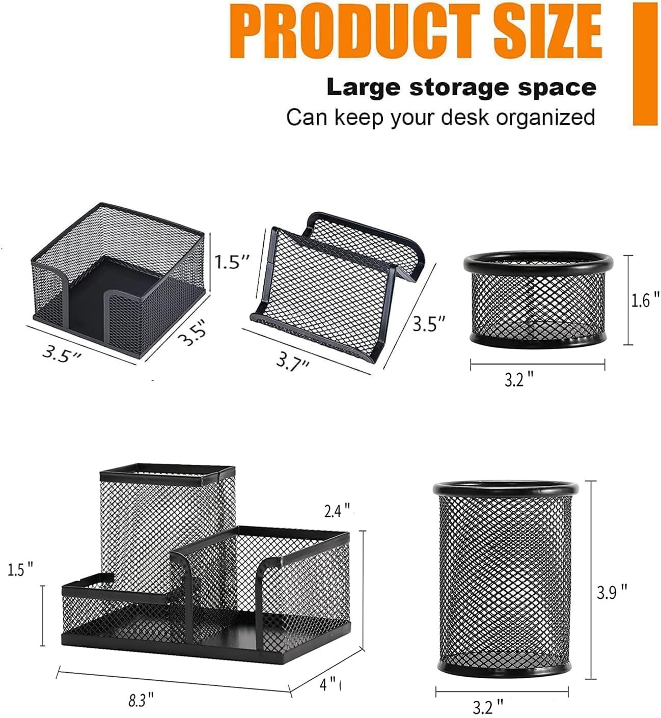 Moonlik Desk Organizers and Accessories Set, Mesh Pen Rectangle, Black