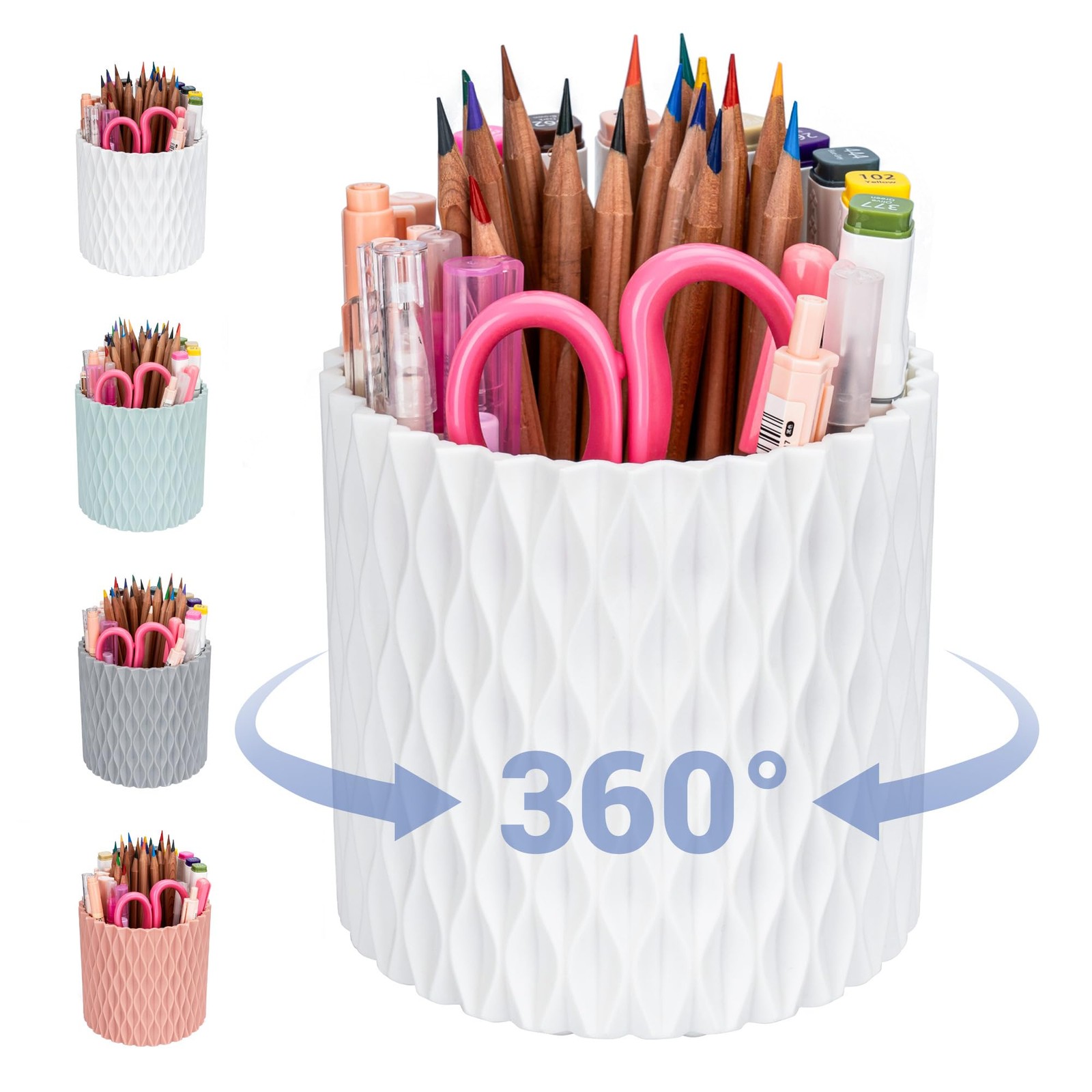 4Johor Pen Holder – 360° Rotating, 5 Slot Pen Holder For Desk. Pencil Holder …