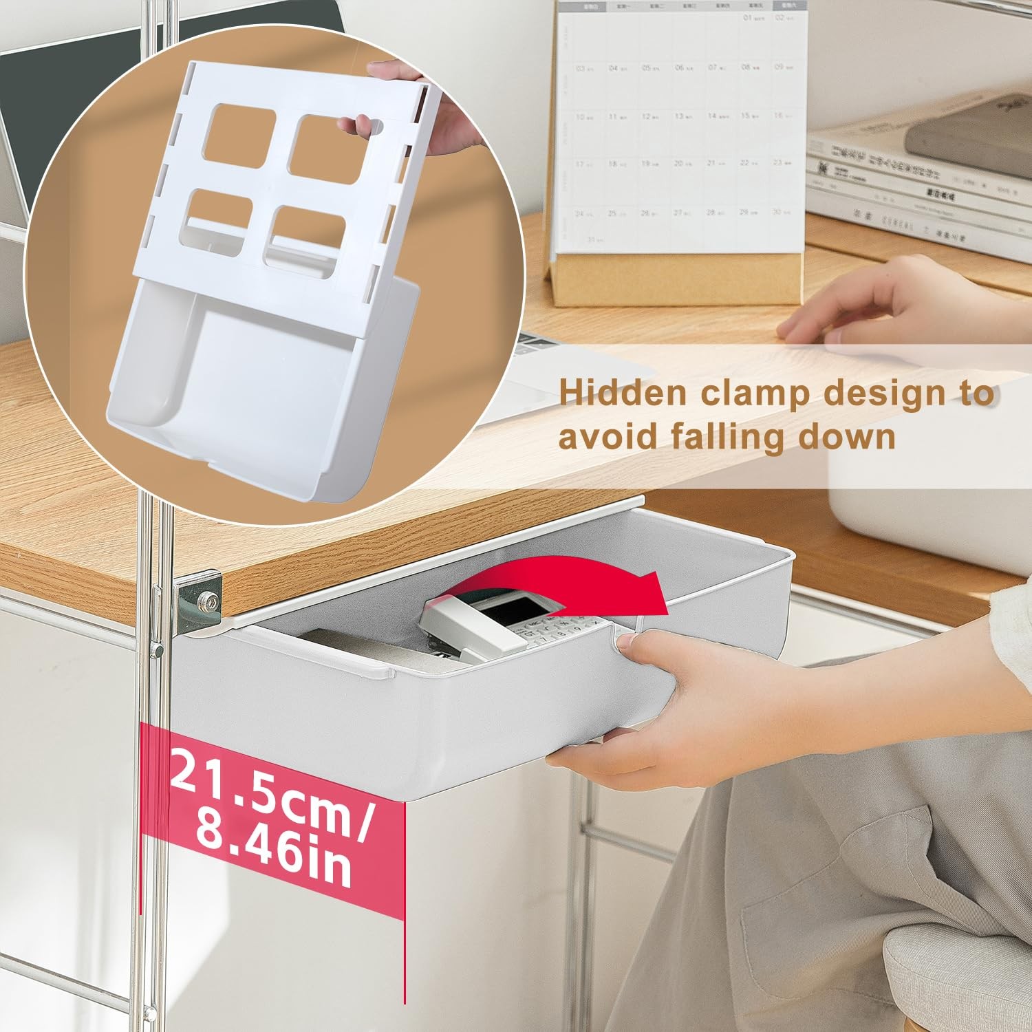 FRETONBA Large Under Desk Drawer Slide Out Organizer, 1pack Large, White