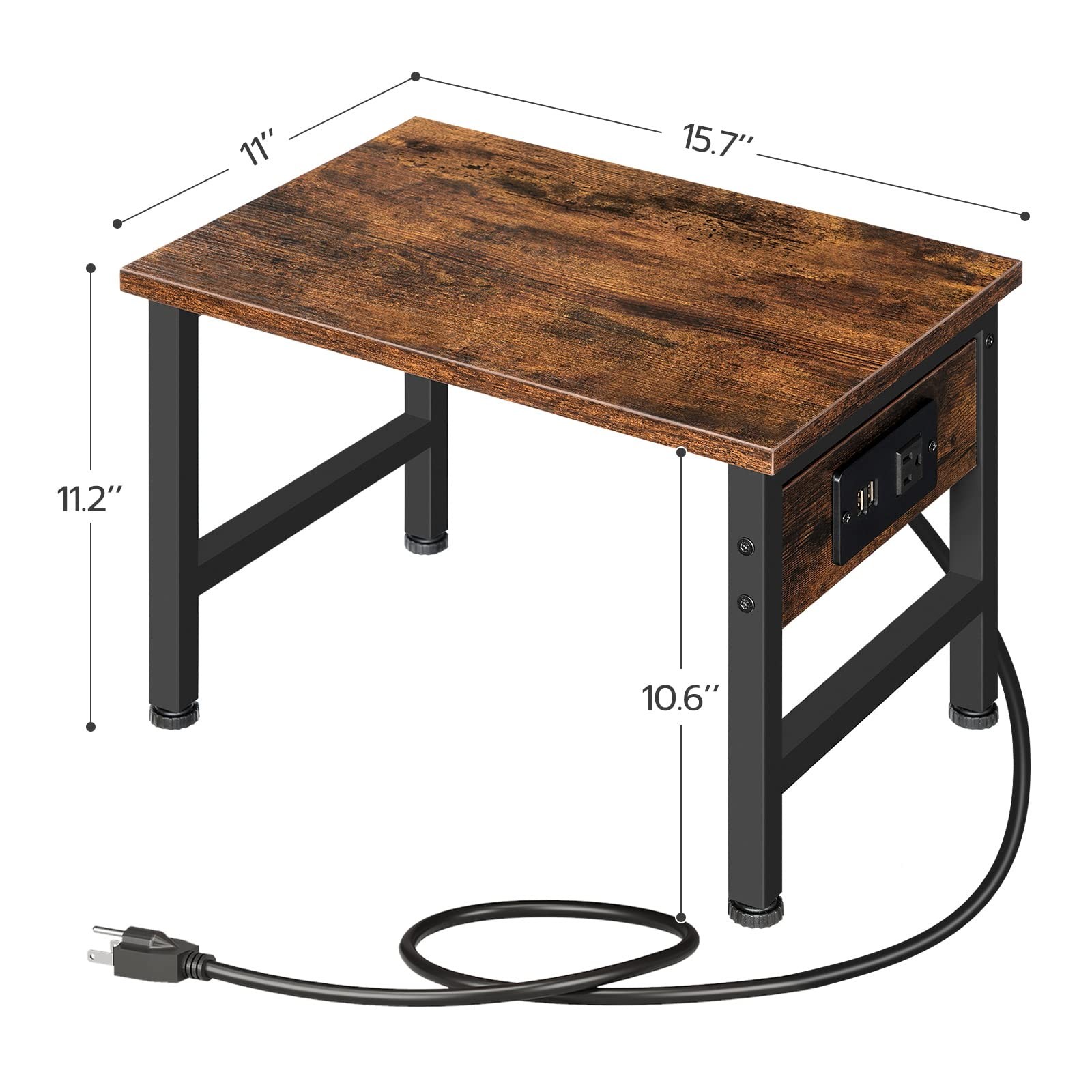 HOOBRO Printer Stand for Desk, 15.7” x 11’x 11.2”, Rustic Brown + Black