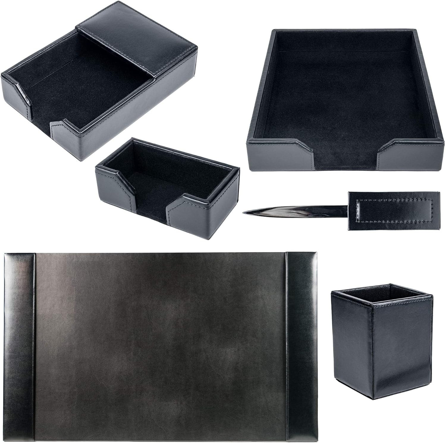 Bonded Leather Desk Set – Luxury Leather Desk Pad & Desk Organization Essentials