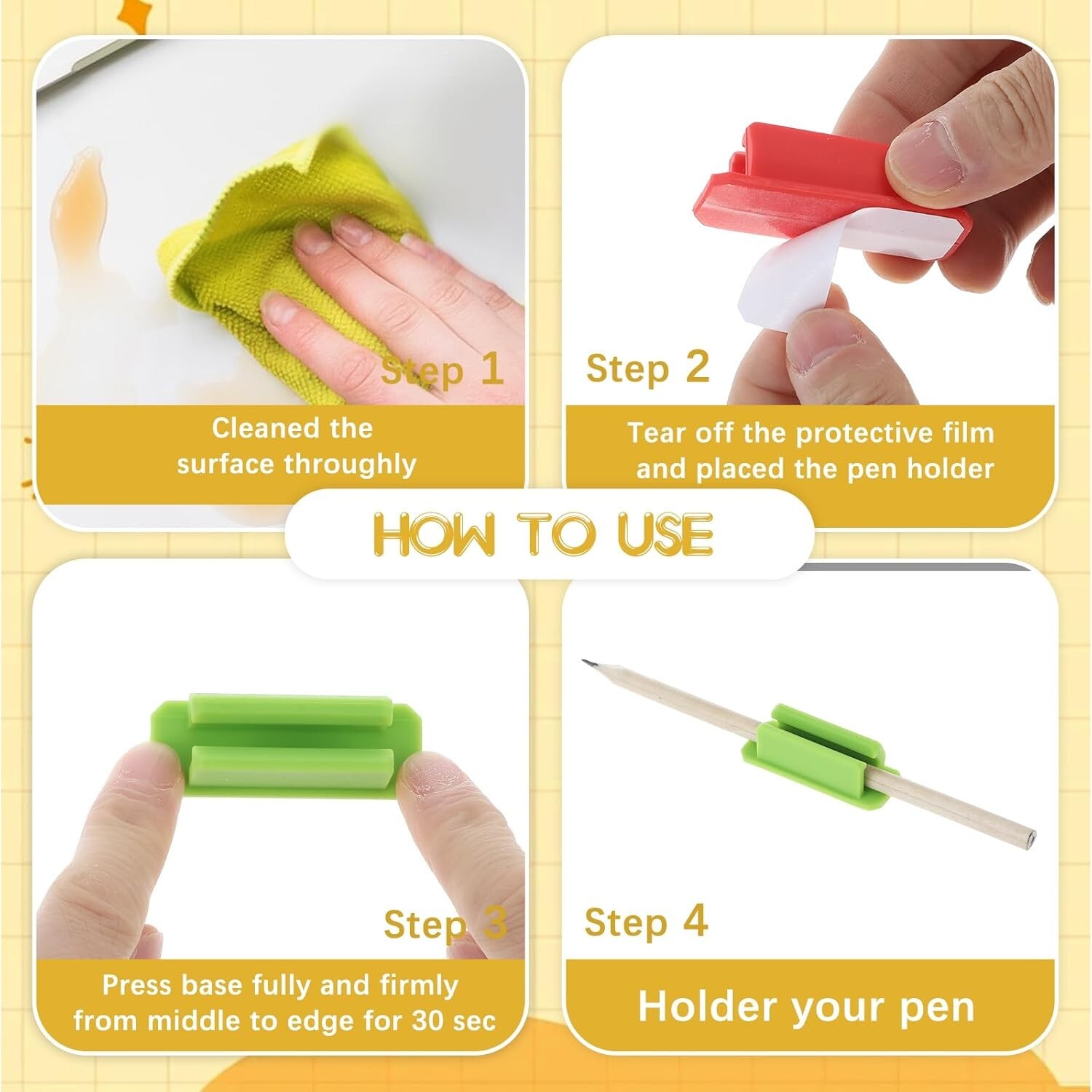 10PCS Adhesive Pen Holder Marker Holder Pencil Holder Colorful Soft Silicone