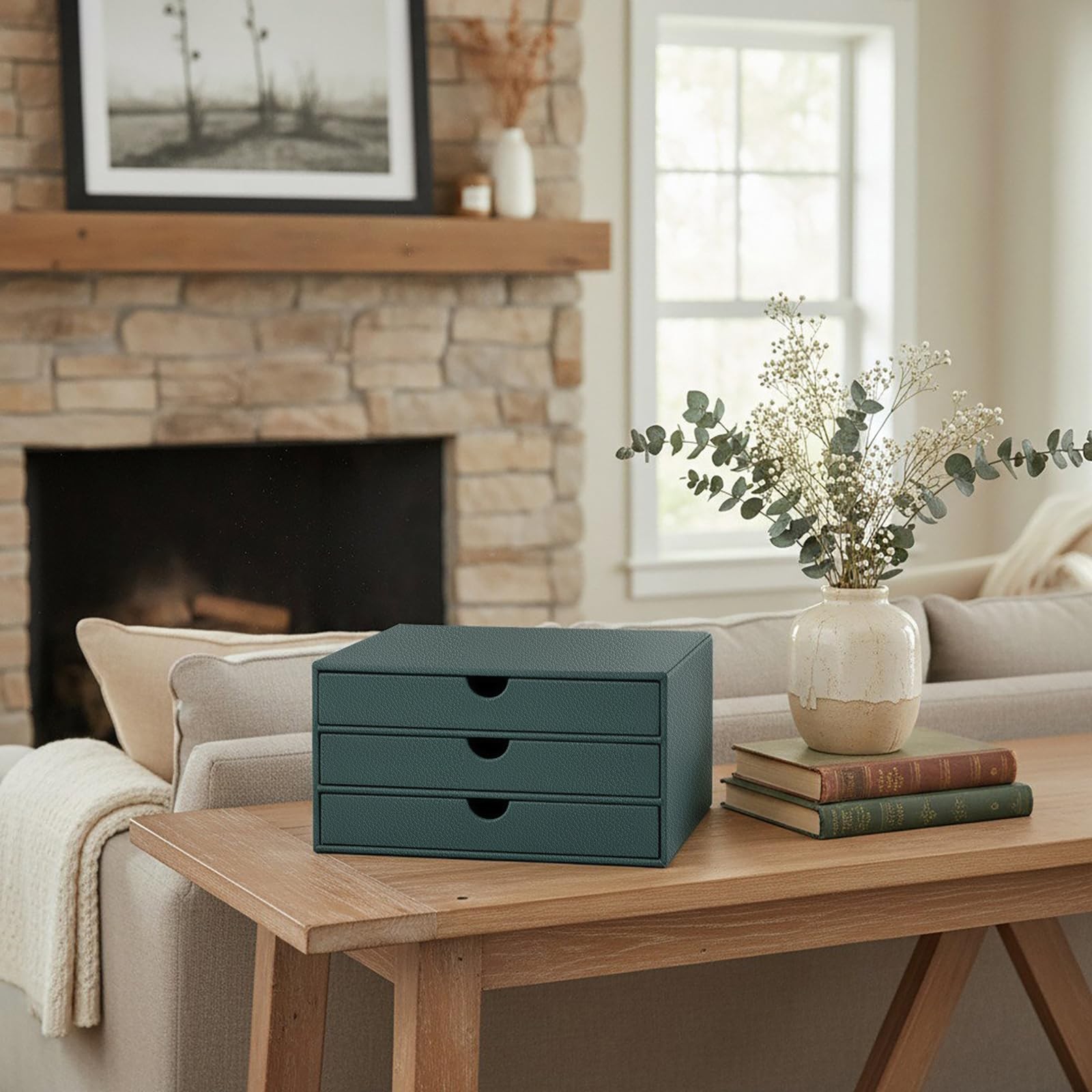 Leather Desktop Drawer Organizer, File Cabinet Magazine Document Holder, Offi…