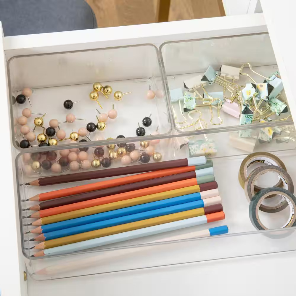 Clear/Light Natural Desk Organizer Set of 3 – 2 Small/1 Large