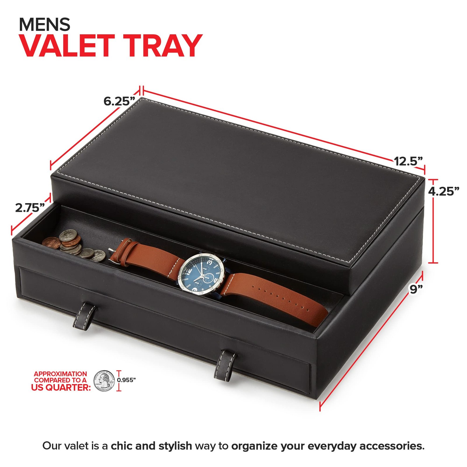 Stock Your Home Mens Valet Black & Grey