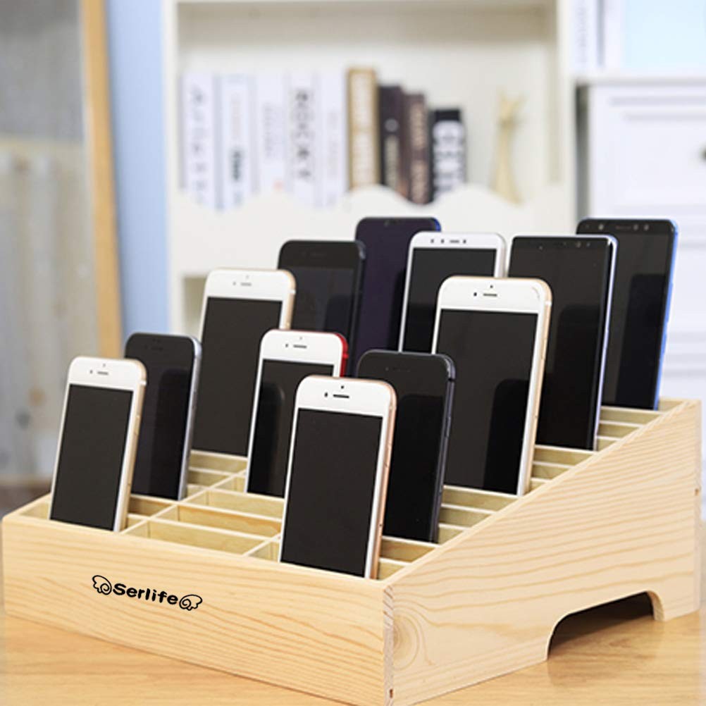 Serlife Wood Cell Phones Storage Box Pencil Mobile Phone Holder Classroom Des…