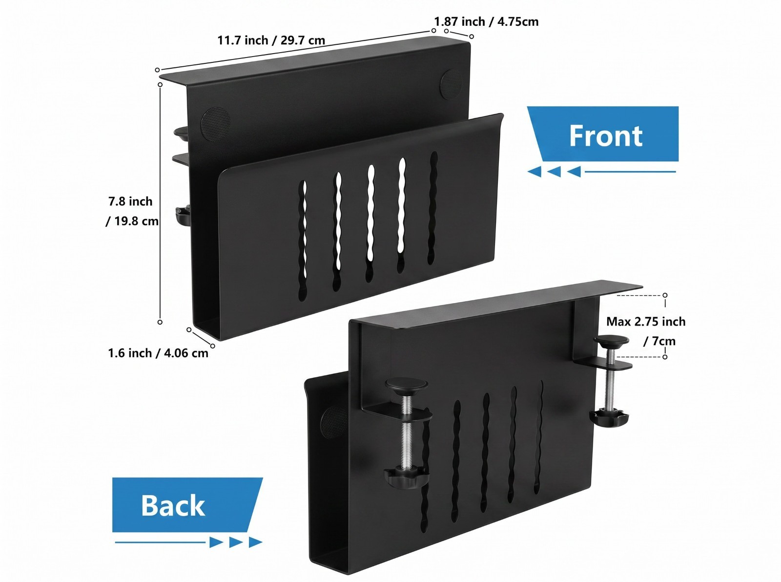 Clamp On Desk Organizer Laptop Tablet File Holder Pen Cups No Drill White