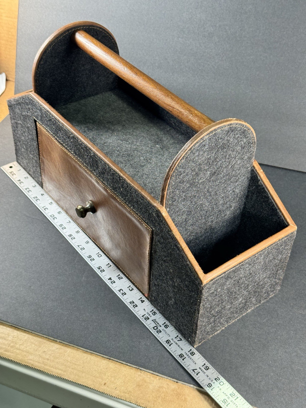 Drexel Heritage Felt & Faux Leather Desk Top Caddy Organizer