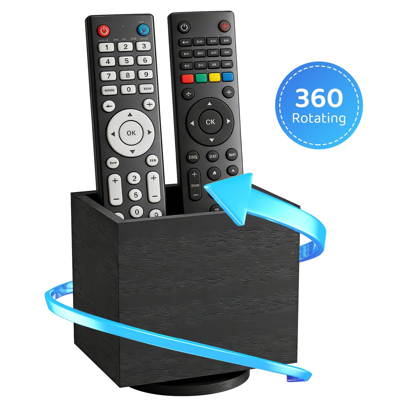 360° Rotating Remote Control Holder, Wooden TV Remote Holder for Table, Desk …