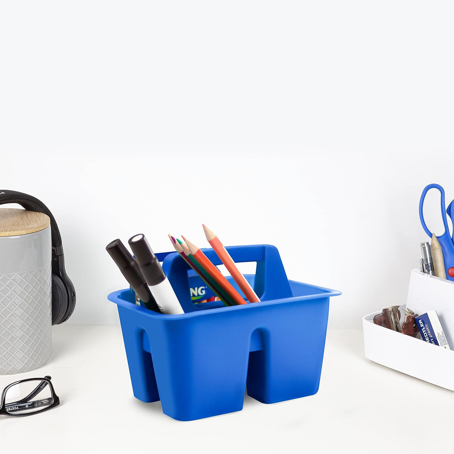 Mini Classroom Caddy 12-Pack – Versatile Organizer with Handle, Blue
