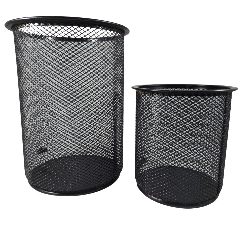 Set of 2 Wired Pencil Holders 6 & 4 Inches Office Decor