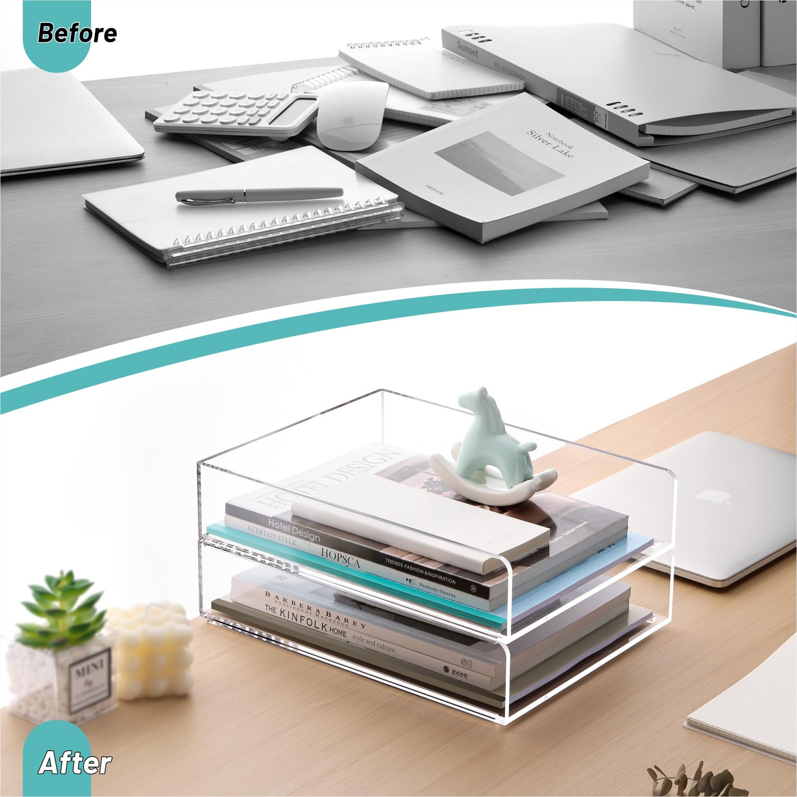 Paper Organizer Letter Tray,Acrylic Desk Organizer,Clear File Organizer for D…
