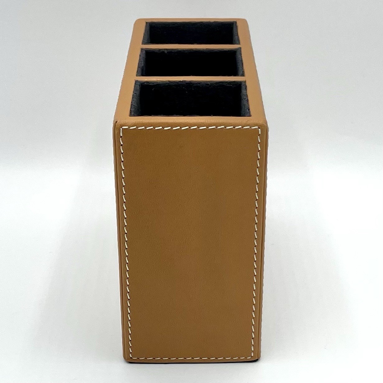 LEVENGER Fine Leather Tools Genuine Leather Cognac 3-Compartment Desk Organizer