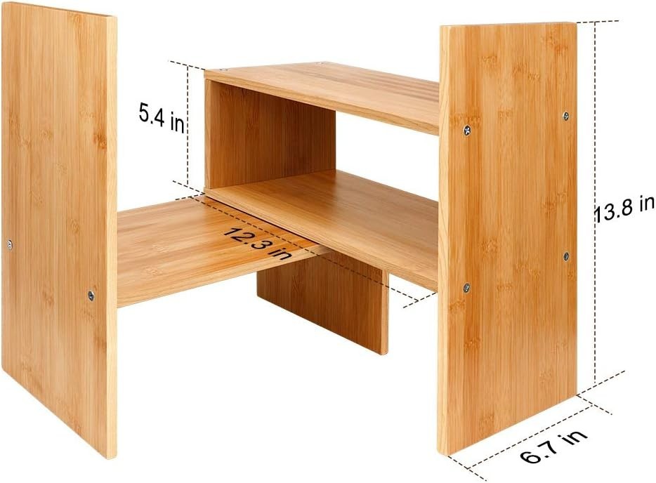 Adjustable Desktop Bookshelf, Desk Organizer Display Shelf Counter Top Bookca…