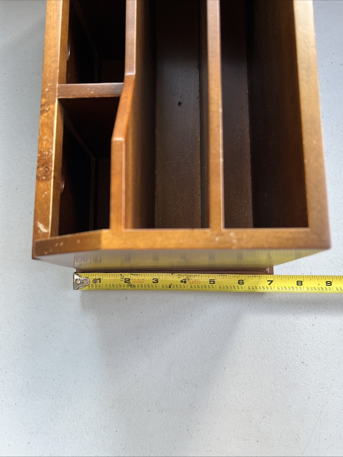 Vtg Bedford Pottery Barn Wood Desktop Organizer Mail File w/ 3 Floral Art – 13″