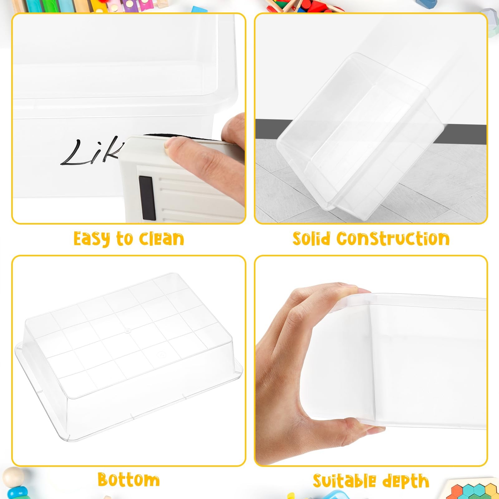 10 Pcs Flat Storage Organizer Tray Bin Tray for Classroom Plastic Stackable F…