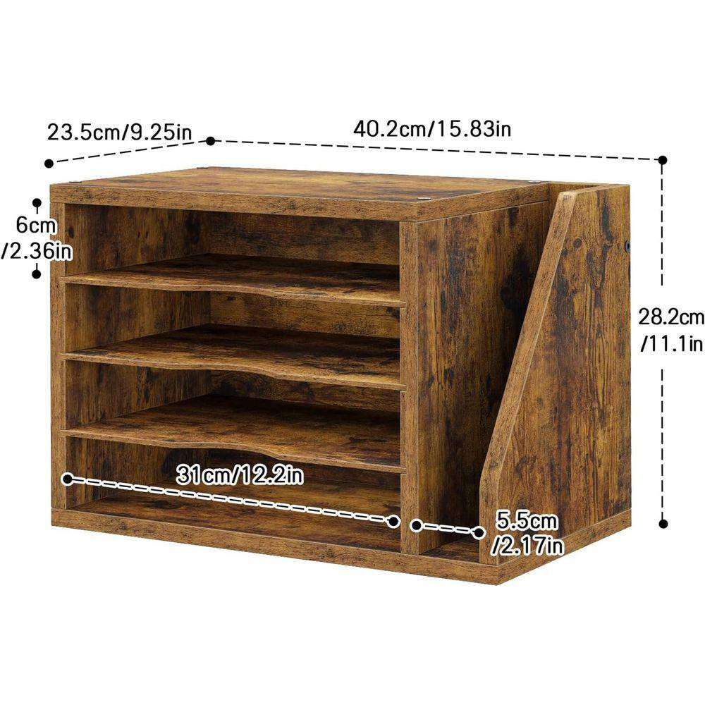 Rustic Brown 9.25 In. X 11.1 In. Wood Desk Organizer