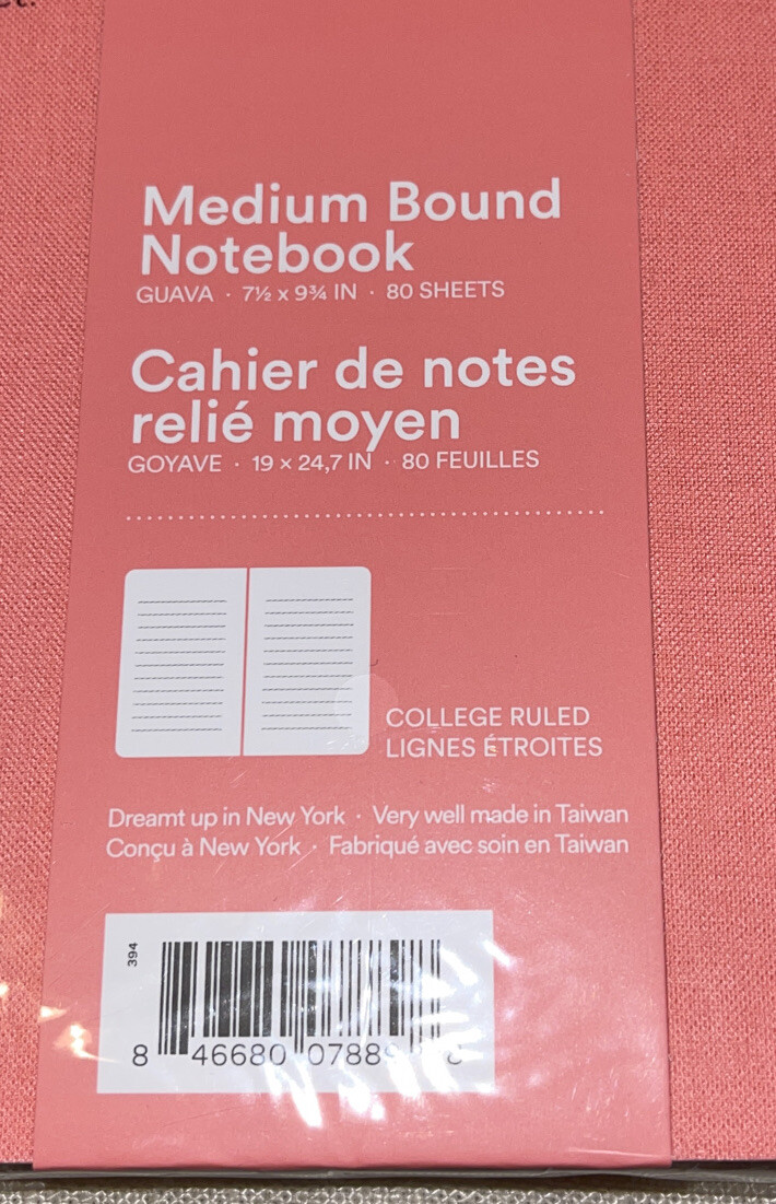 New Poppin Medium Bound Notebook Guava Color College Ruled 80 Sheets