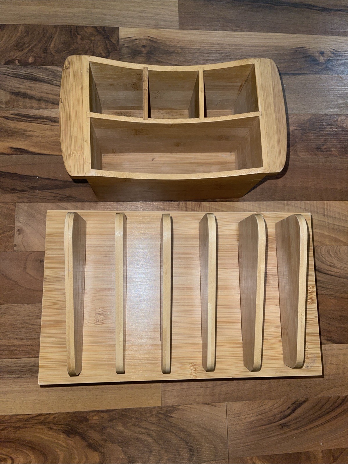 2 Piece Bamboo Desk Set Up To 5 slot Charging Station Pencil/Mail Holder 449