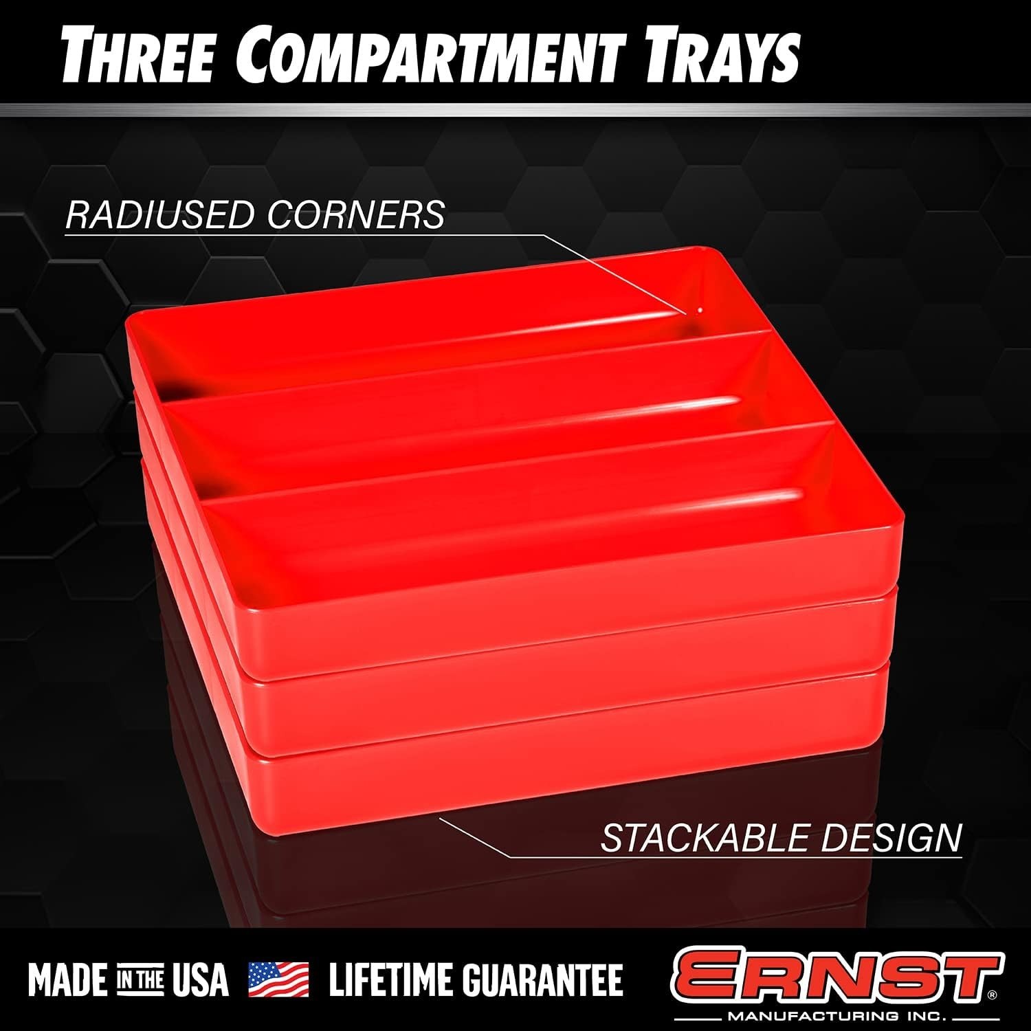 Durable Black 3-Compartment Tray – Perfect for Garage and Workshop Organization