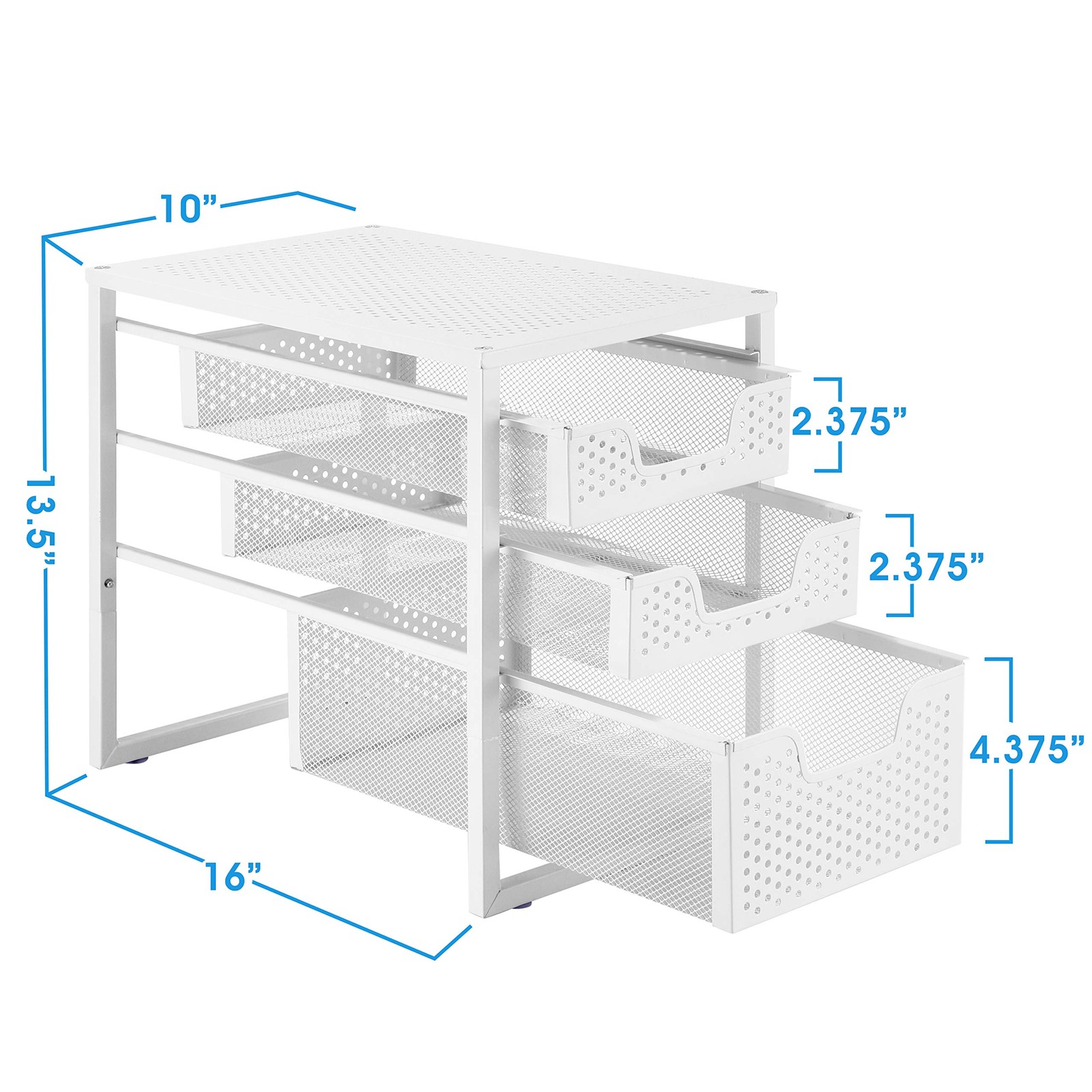 Simple Trending 3-Tier Under Sink Cabinet Organizer with Sliding White