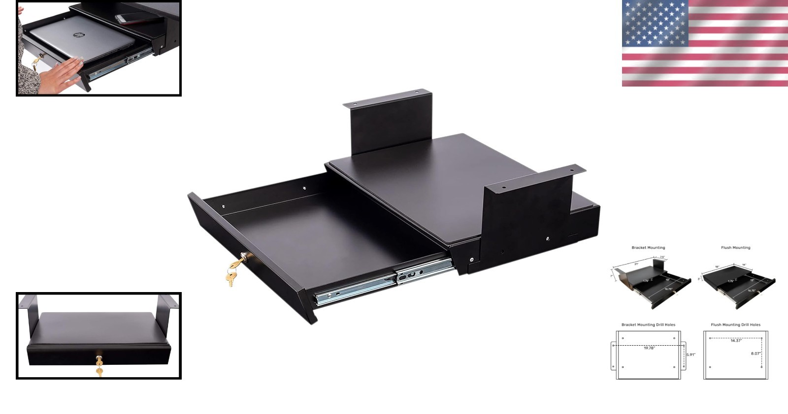 Lockable Office Storage Drawer for Standing Desk