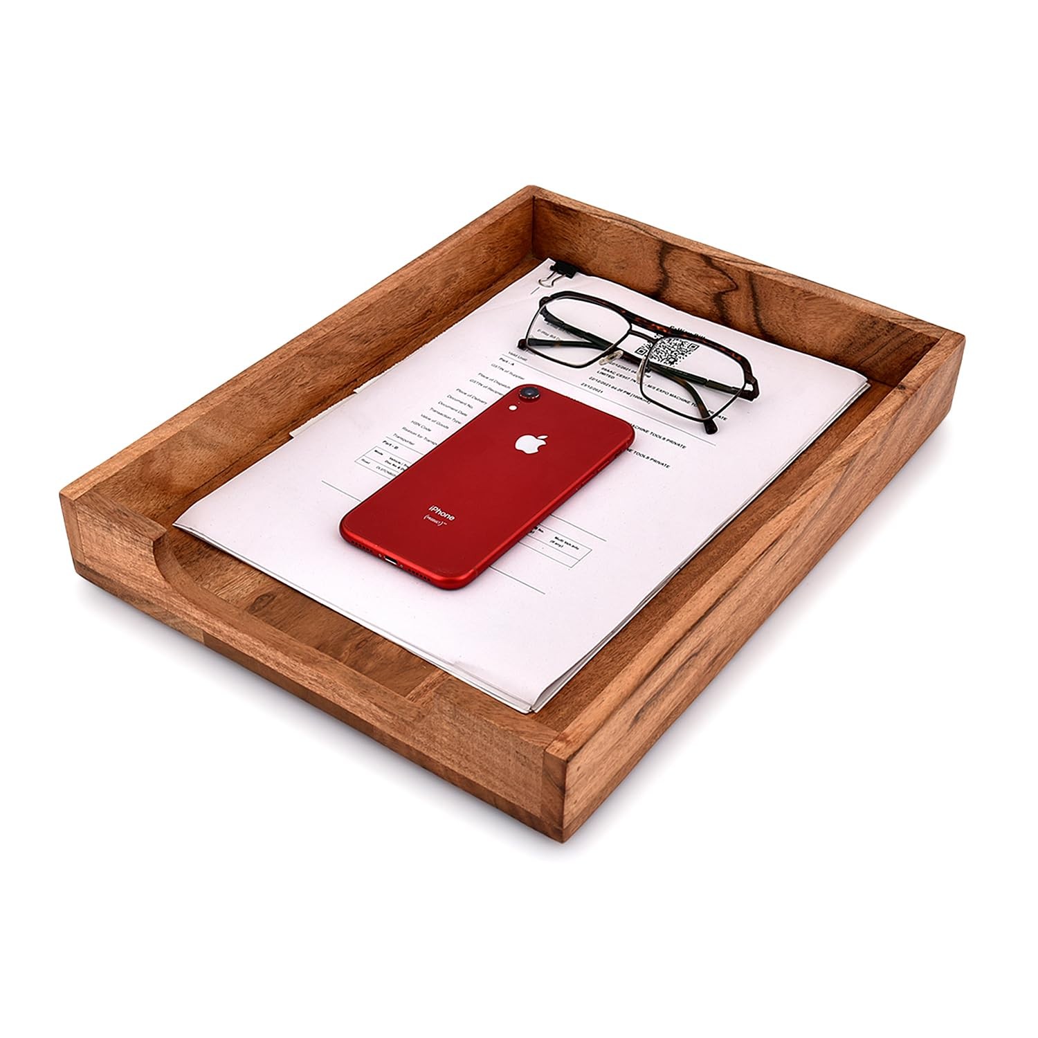 Letter Trays & Stacking Supports Acacia Wood Desk Document, File Folder
